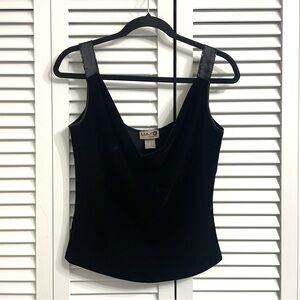 Vintage Y2K Luly K Beaded Velvet Black Tank Top Size L Whimsigoth Grunge Party